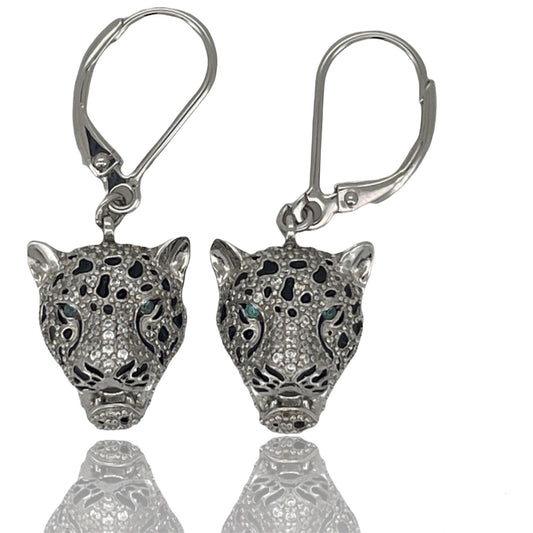 Limited Edition 18k White Gold Cheetah Earrings